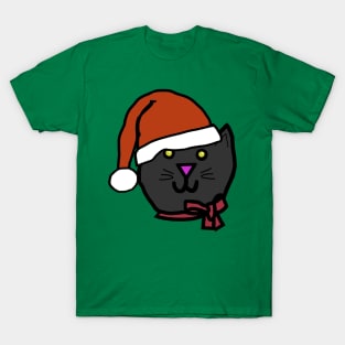 Christmas Santa Hat Cat Face T-Shirt